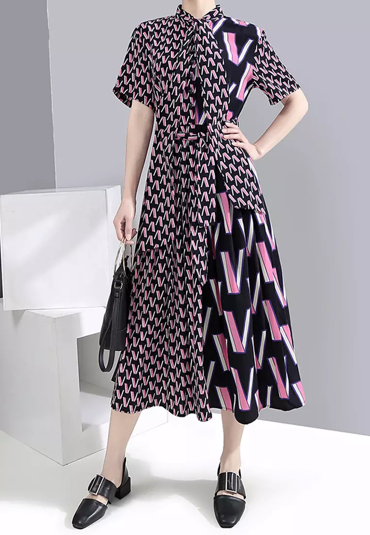 Twenty Eight Shoes VANSA Geometric Pattern Short Sleeve Shirt Dress VCW-Bd6036.S