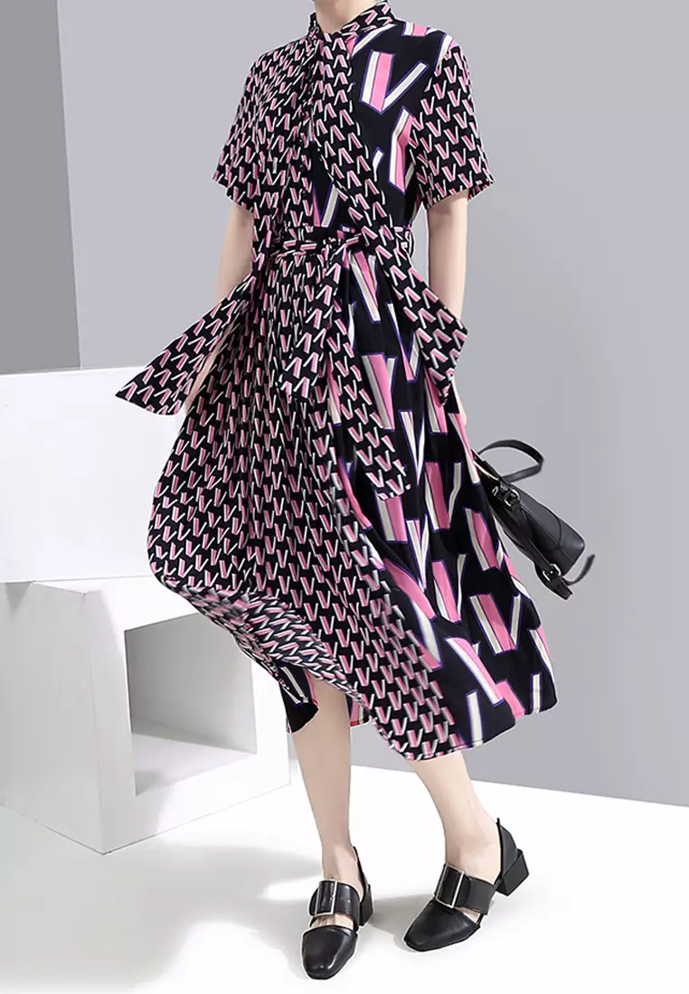 Twenty Eight Shoes VANSA Geometric Pattern Short Sleeve Shirt Dress VCW-Bd6036.S