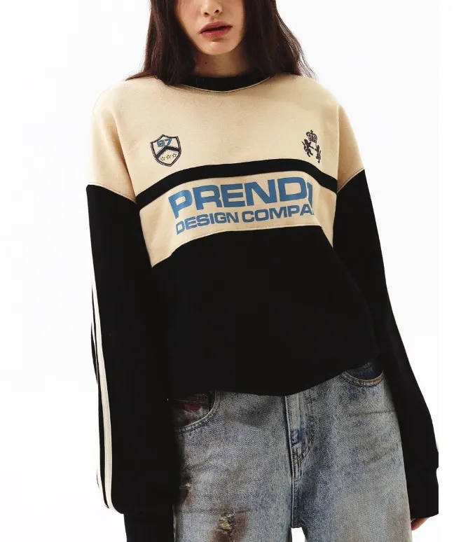 U-Neck Long Sleeves Cotton Logo Hoodies & Sweatshirts by PRENDA FROM PLANT