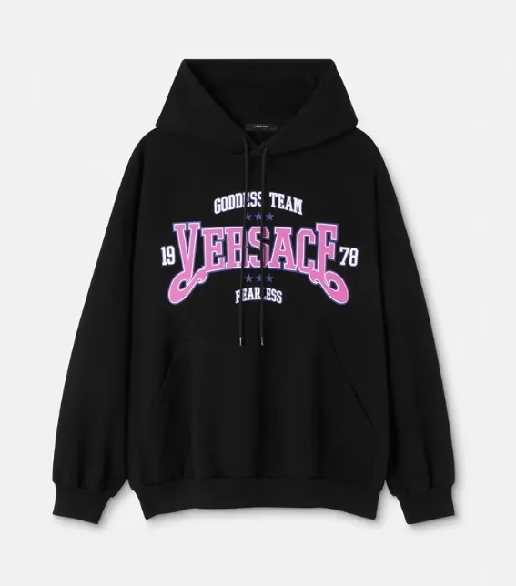 Versace Street Style Long Sleeves Cotton Logo Hoodies Sweatshirts