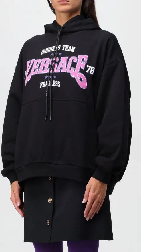 Versace Street Style Long Sleeves Cotton Logo Hoodies Sweatshirts