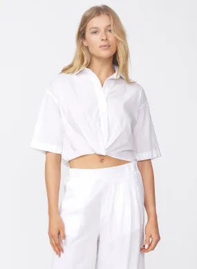 White Cropped Twisted Shirt by Stateside Voile