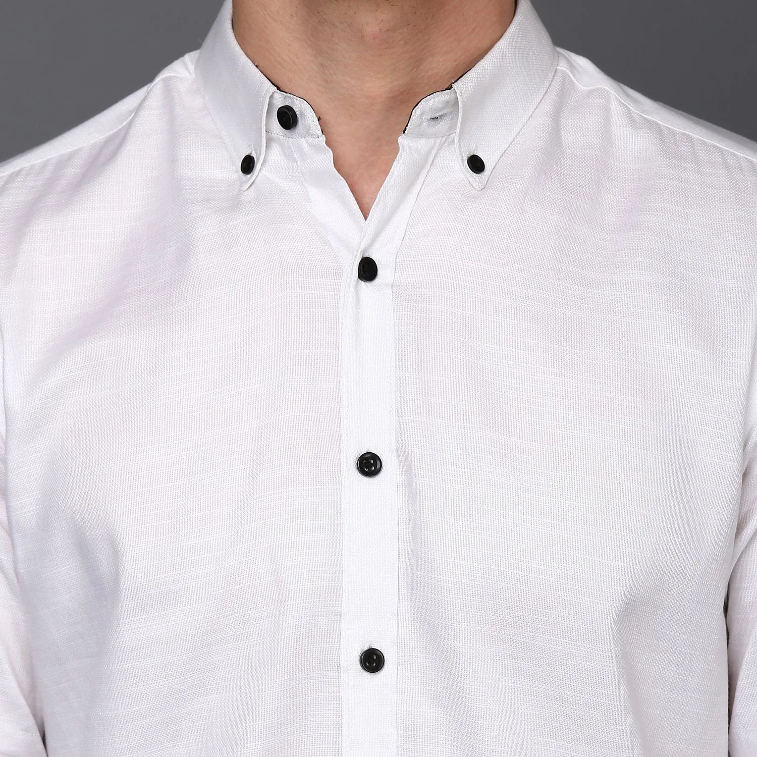 White Pleated Cuff Shirt for Men