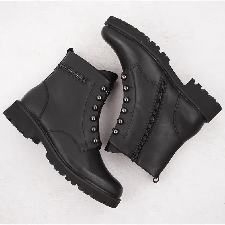 Women's leather ankle boots insulated black boots Remonte D8670-01