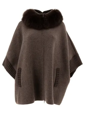 Wool And Cashmere Poncho Coats Brown