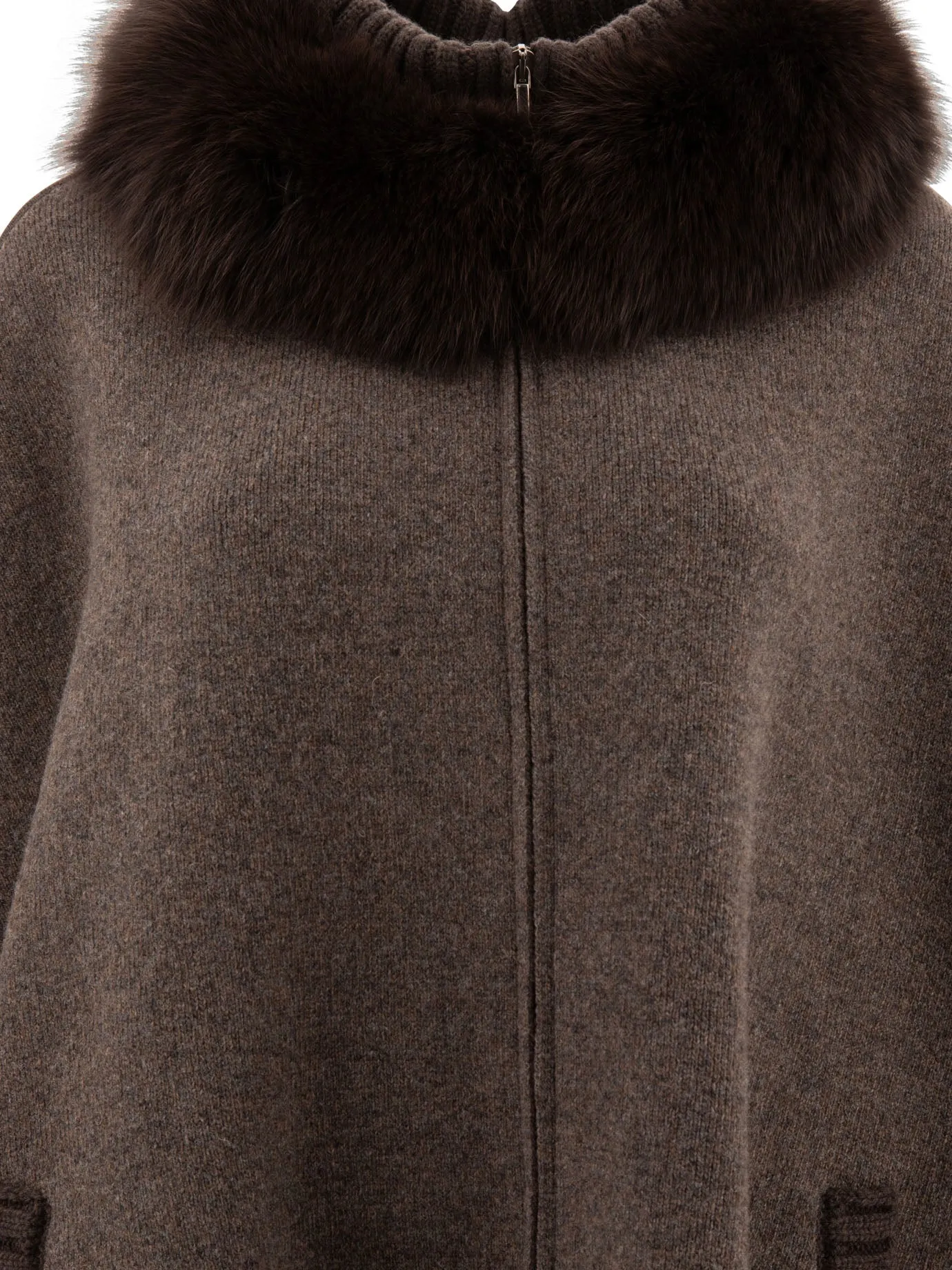 Wool And Cashmere Poncho Coats Brown