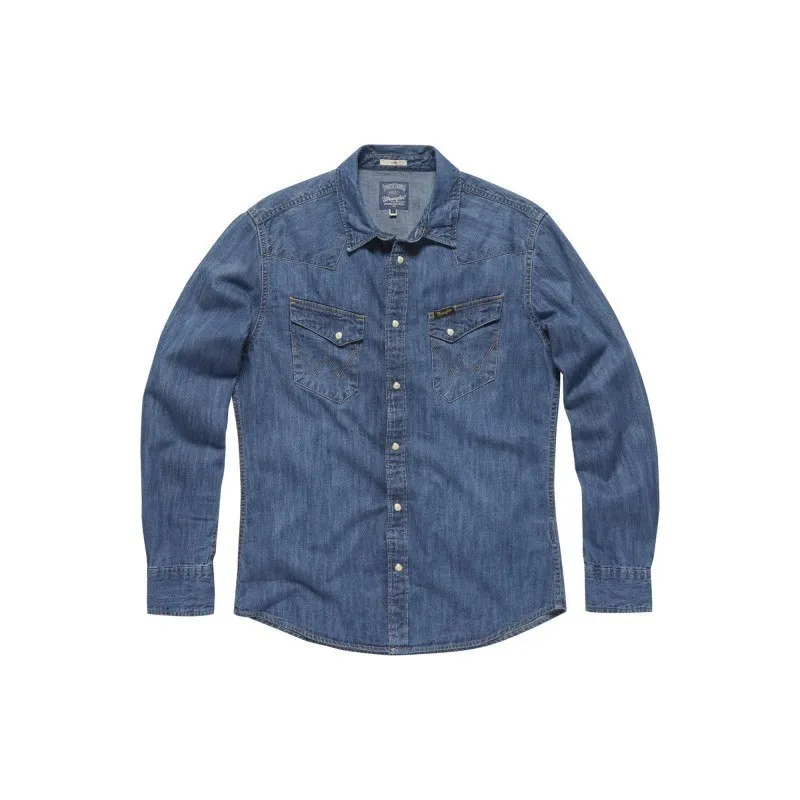 Wrangler City Western Shirt Indigo Slim Fit